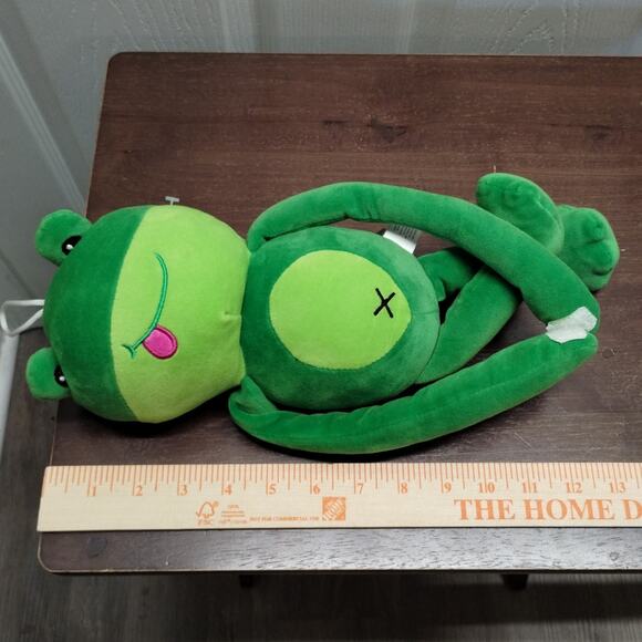 Squish Pals Nanco Green Frog Hook & Loop Hands Hugger Stuffed Animal Plush 13" - Picture 8 of 8